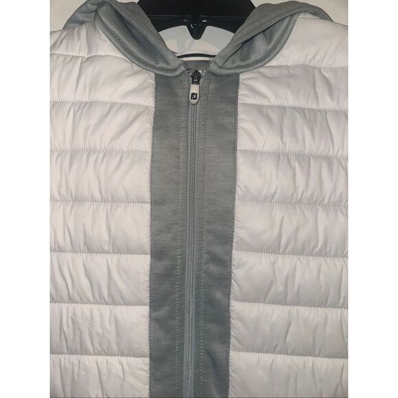 Footjoy Hybrid Jacket women’s  XS Gray white Full Zip Puffer Golf Outdoor Quilte - Picture 2 of 9